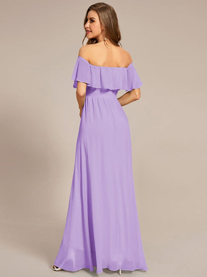 Enchanting Off Shoulder Chiffon Split Bridesmaid Gown