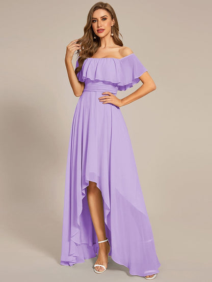 Enchanting Off Shoulder Chiffon Split Bridesmaid Gown