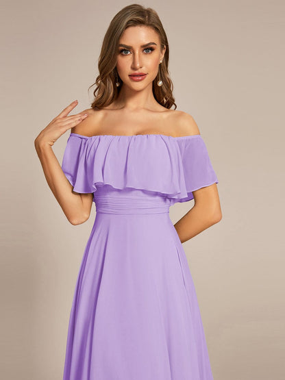 Enchanting Off Shoulder Chiffon Split Bridesmaid Gown