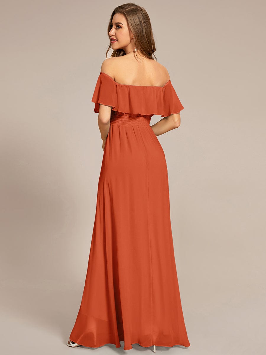 Enchanting Off Shoulder Chiffon Split Bridesmaid Gown