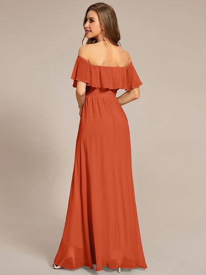 Enchanting Off Shoulder Chiffon Split Bridesmaid Gown
