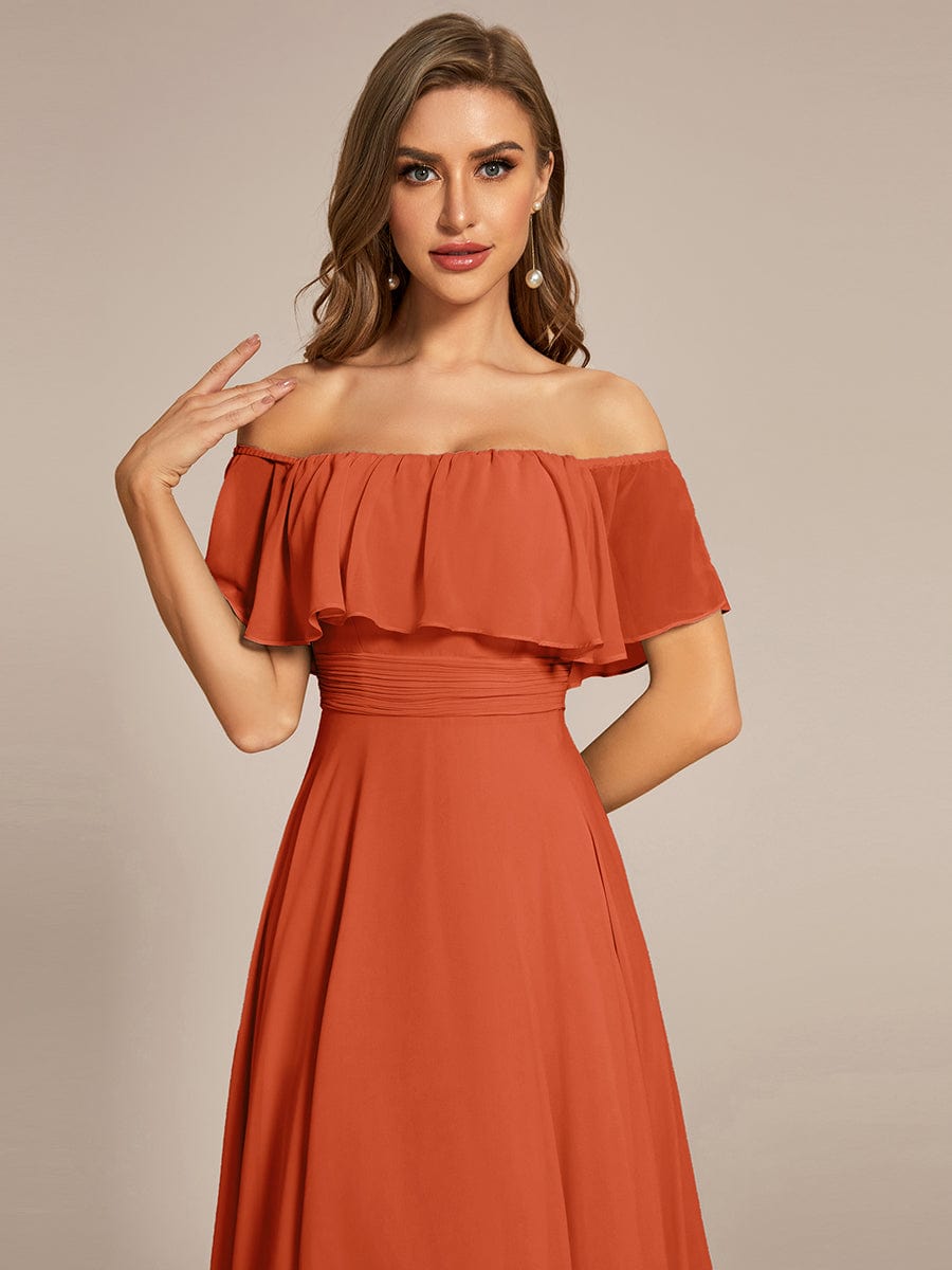 Enchanting Off Shoulder Chiffon Split Bridesmaid Gown