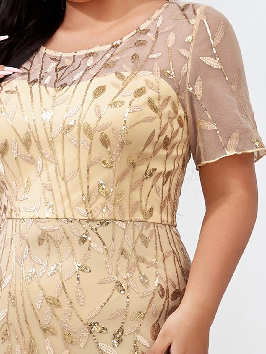 Enchanting Plus Size Women's Floral Sequin Fishtail Tulle Party Dress