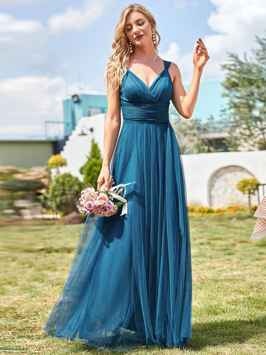 Enchanting Sleeveless Tulle Bridesmaid Gown