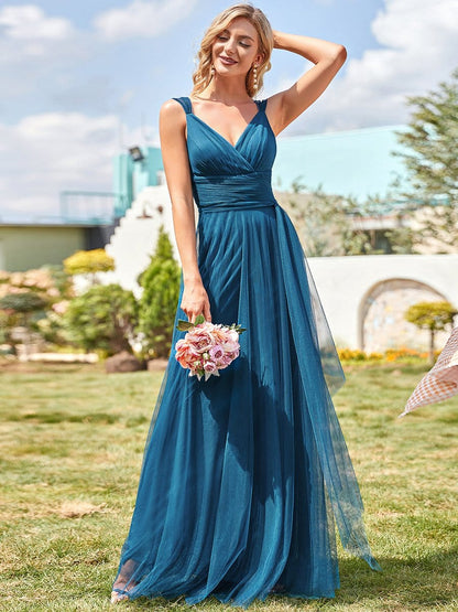 Enchanting Sleeveless Tulle Bridesmaid Gown