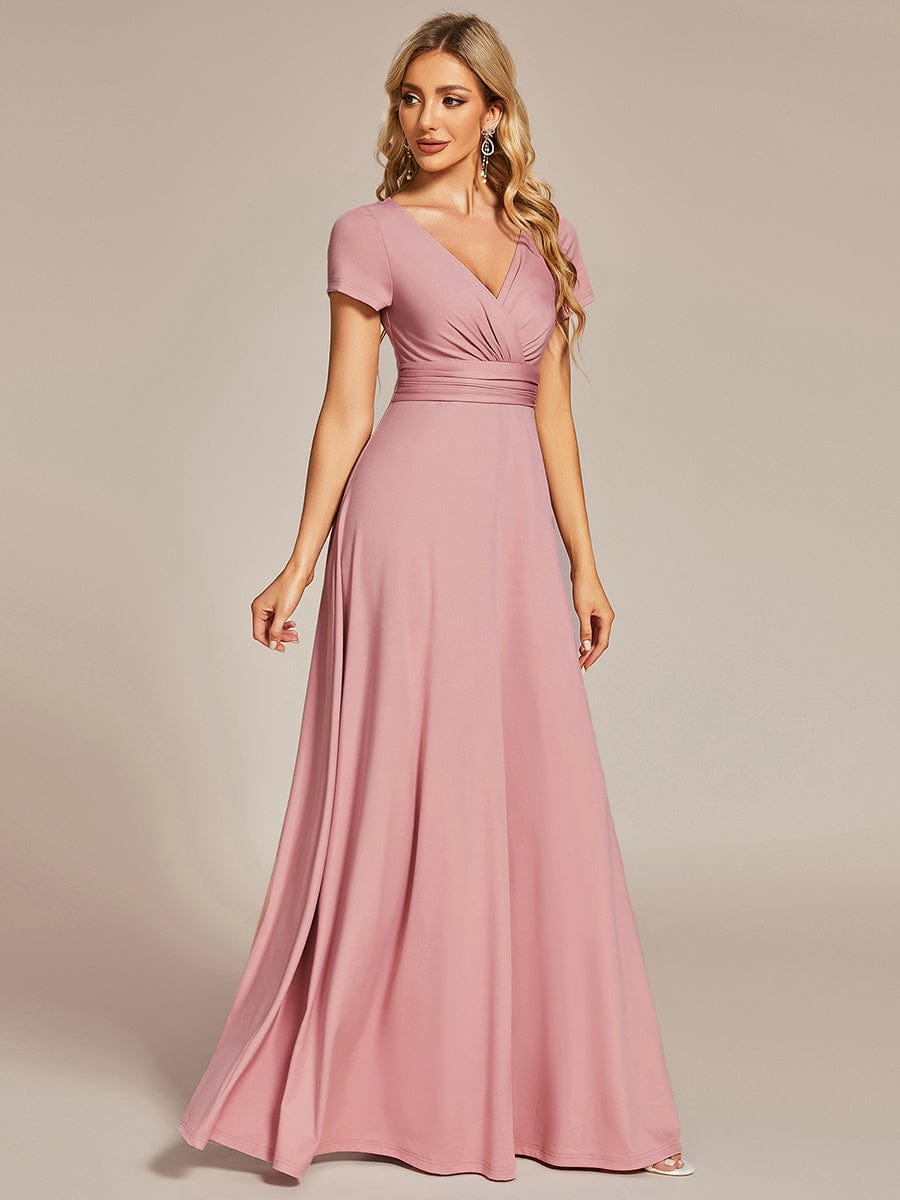 Enchanting V Neck A Line Ruched Bridesmaid Gown