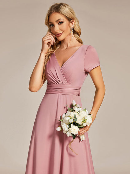 Enchanting V Neck A Line Ruched Bridesmaid Gown