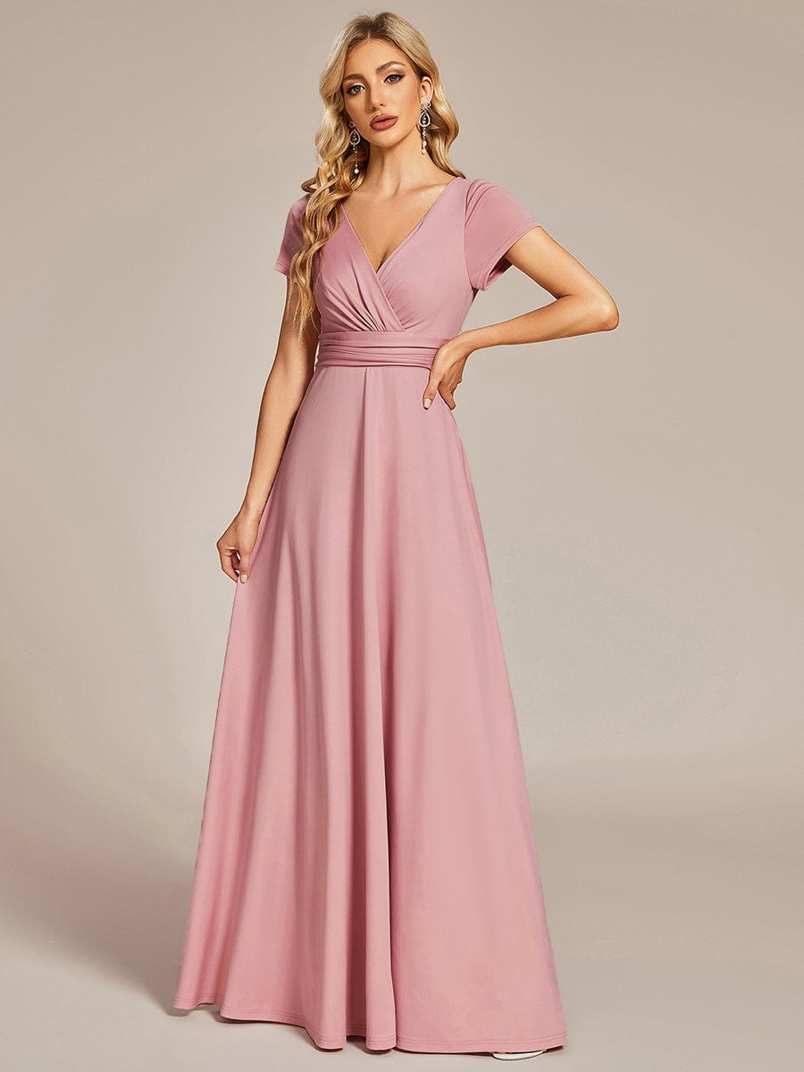 Enchanting V Neck A Line Ruched Bridesmaid Gown