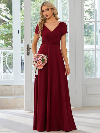 Enchanting V Neck A Line Ruched Bridesmaid Gown