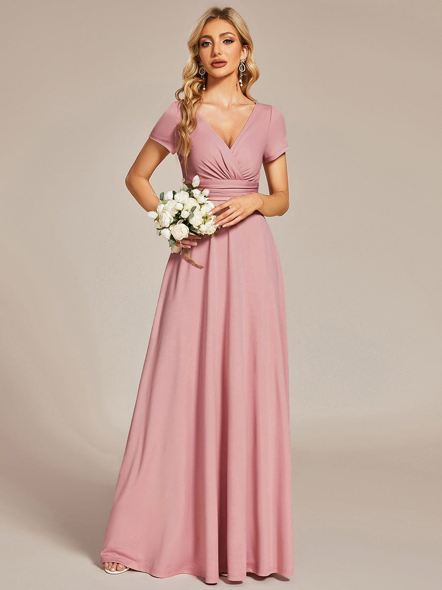 Enchanting V Neck A Line Ruched Bridesmaid Gown