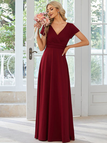 Enchanting V Neck A Line Ruched Bridesmaid Gown