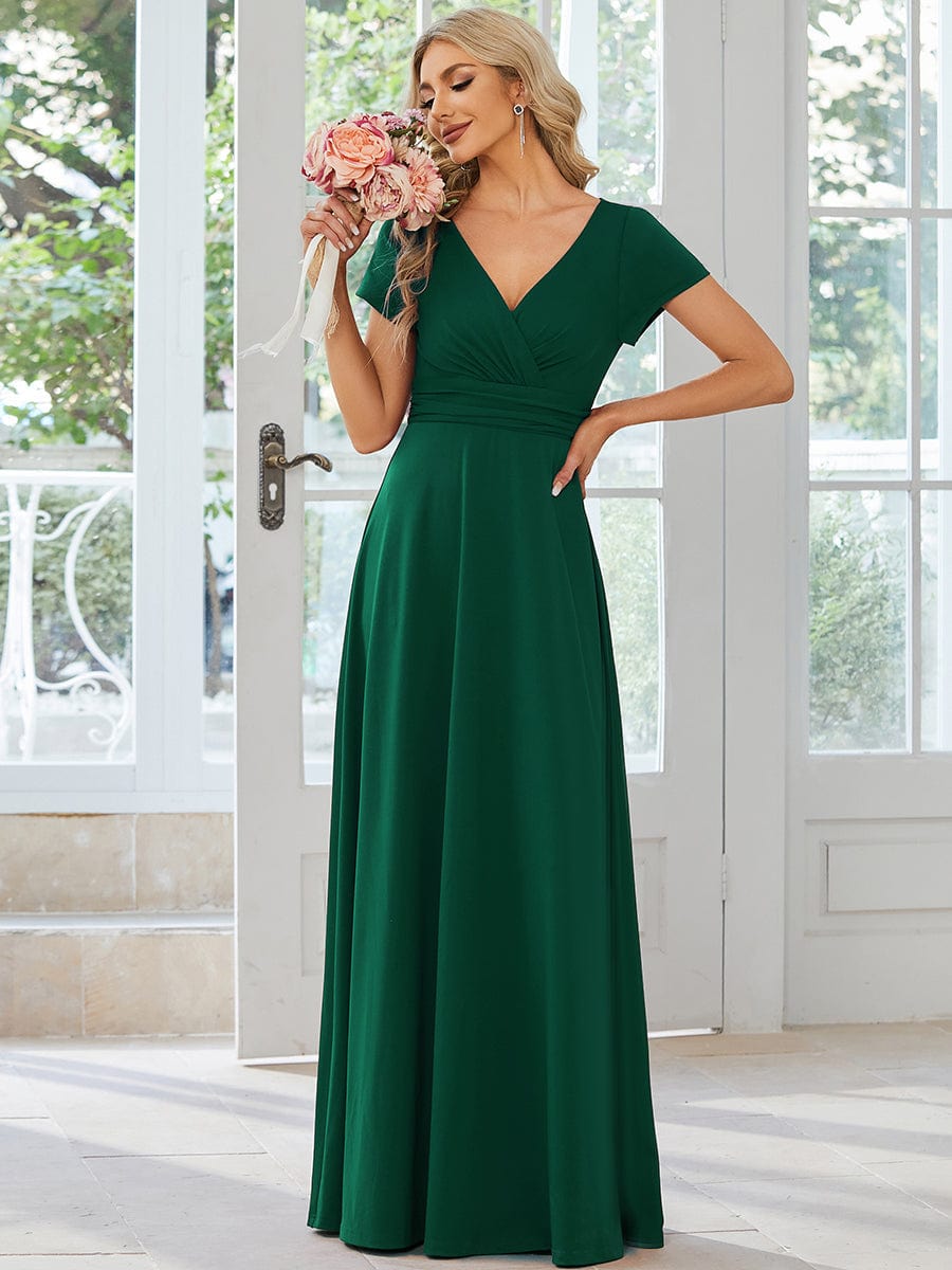 Enchanting V Neck A Line Ruched Bridesmaid Gown