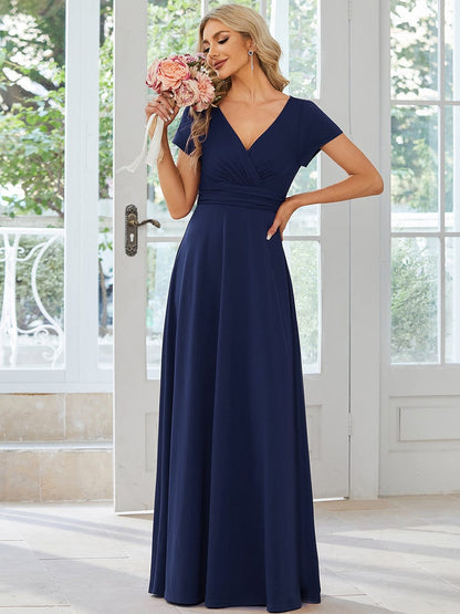 Enchanting V Neck A Line Ruched Bridesmaid Gown