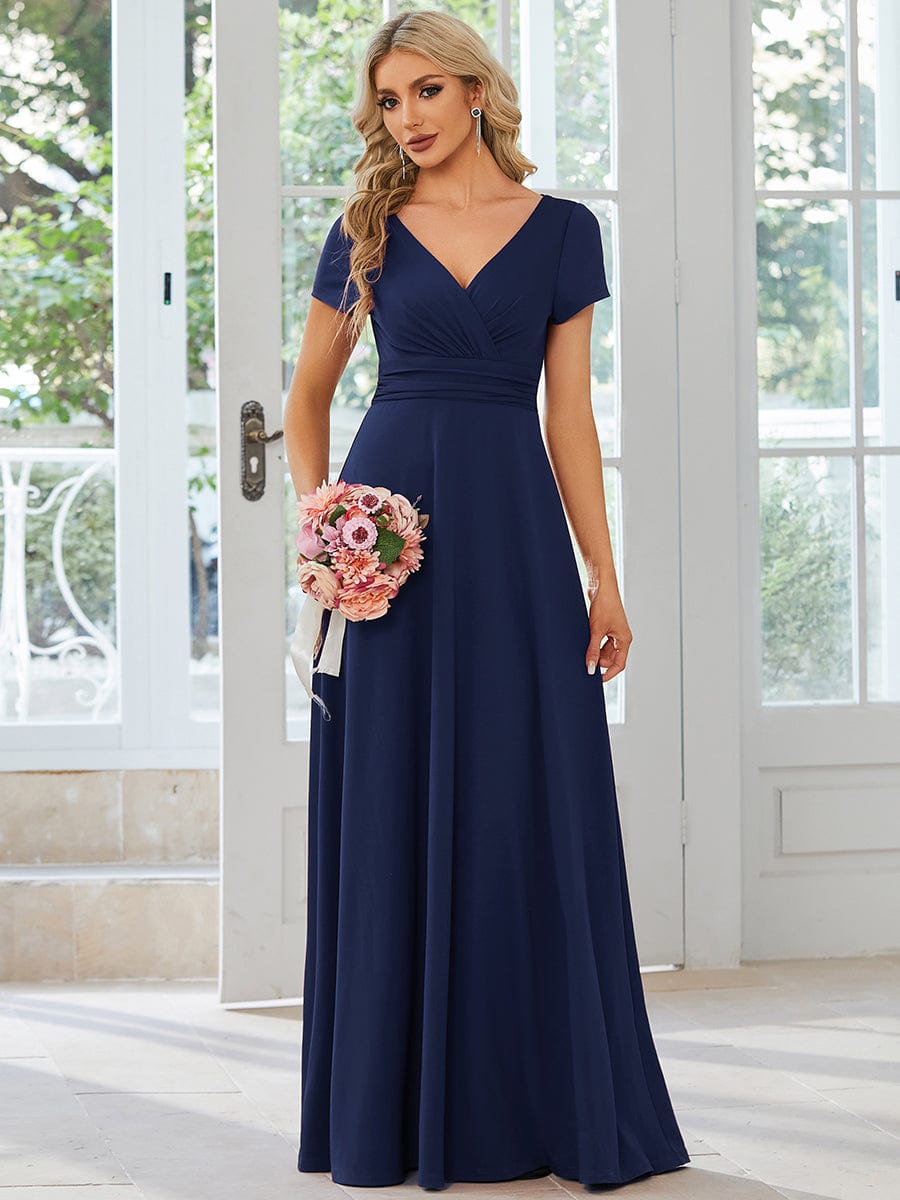 Enchanting V Neck A Line Ruched Bridesmaid Gown