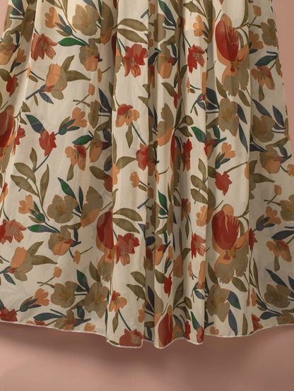 Enchanting Wild Lotus Floral Maxi Dress with Ruffle Details