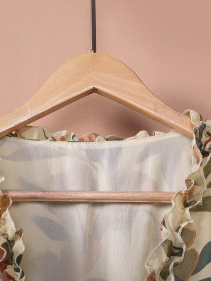 Enchanting Wild Lotus Floral Maxi Dress with Ruffle Details