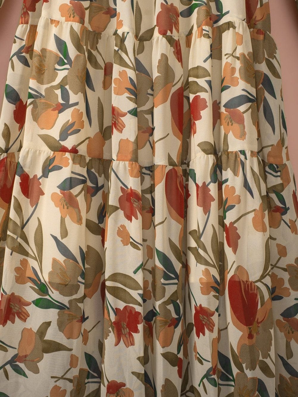 Enchanting Wild Lotus Floral Maxi Dress with Ruffle Details