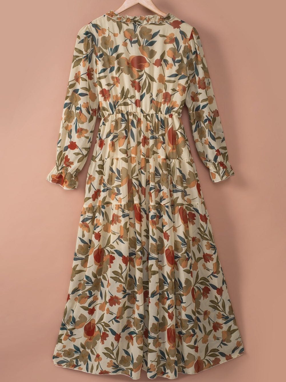 Enchanting Wild Lotus Floral Maxi Dress with Ruffle Details