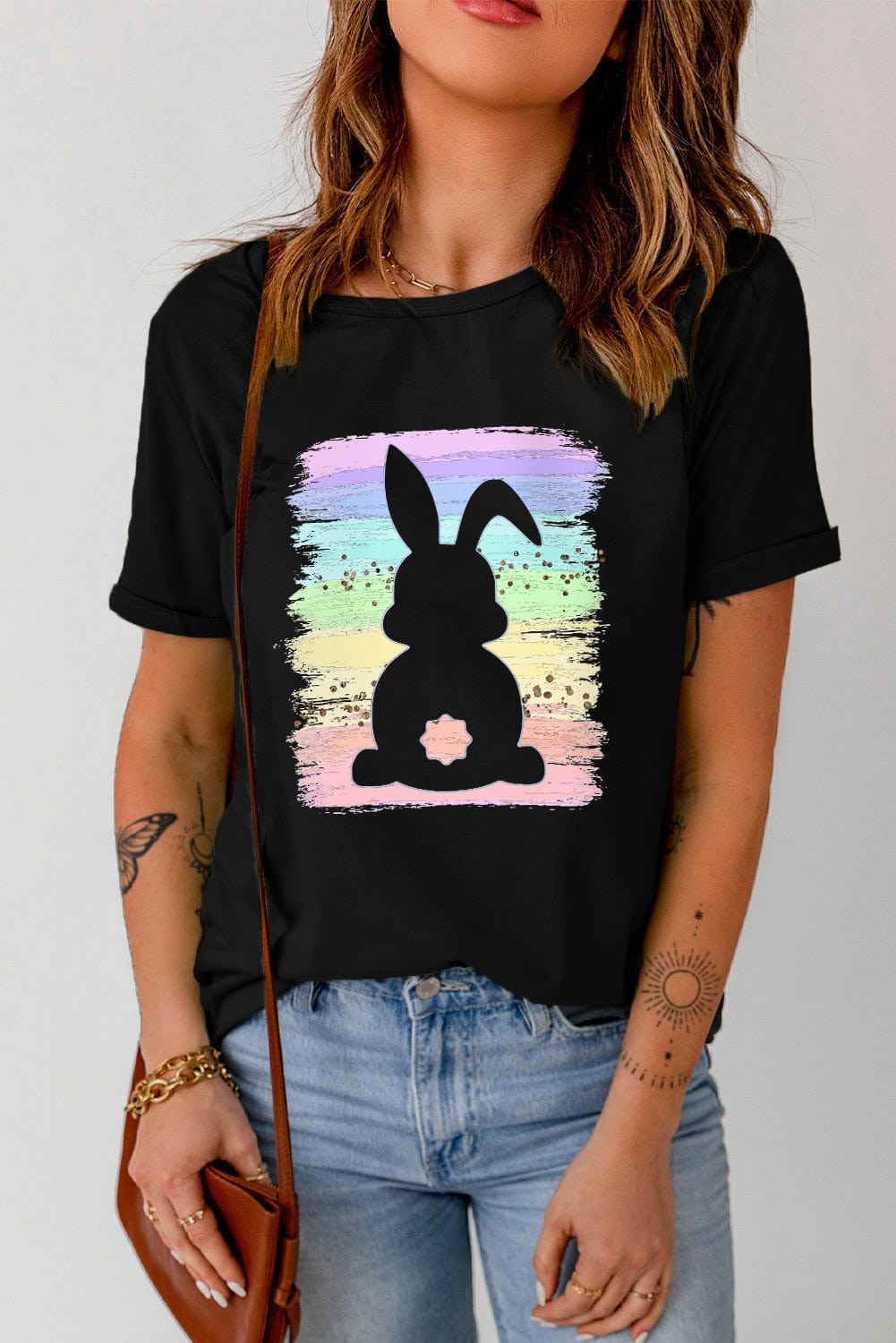 Energetic Rabbit Rainbow Splash Summer Graphic Tee