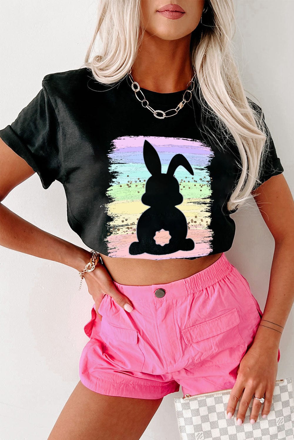 Energetic Rabbit Rainbow Splash Summer Graphic Tee