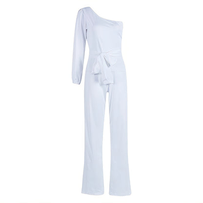 Jumpsuits - Enticing Slim High Waist One Shoulder Jumpsuit - MsDressly