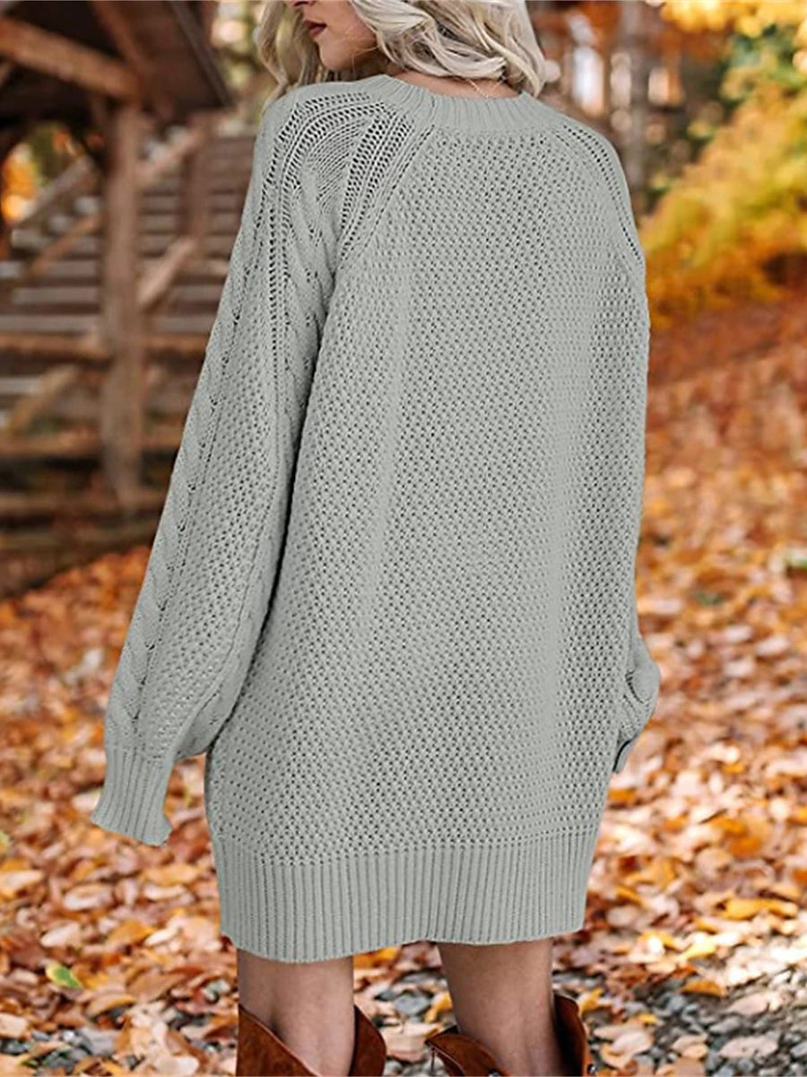 Women's Pullover Sweater Jumper Crew Neck Cable Knit Acrylic Oversized Fall Winter Regular Outdoor Daily Going out Stylish Casual Soft Long Sleeve Solid Color Black White Pink S M L