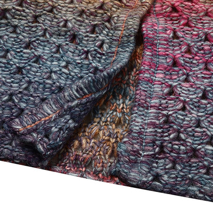 Women's Cardigan Sweater Shirt Collar Chunky Crochet Knit Polyester Pocket Knitted Fall Winter Long Outdoor Daily Going out Stylish Casual Soft Long Sleeve Color Gradient Purple S M L