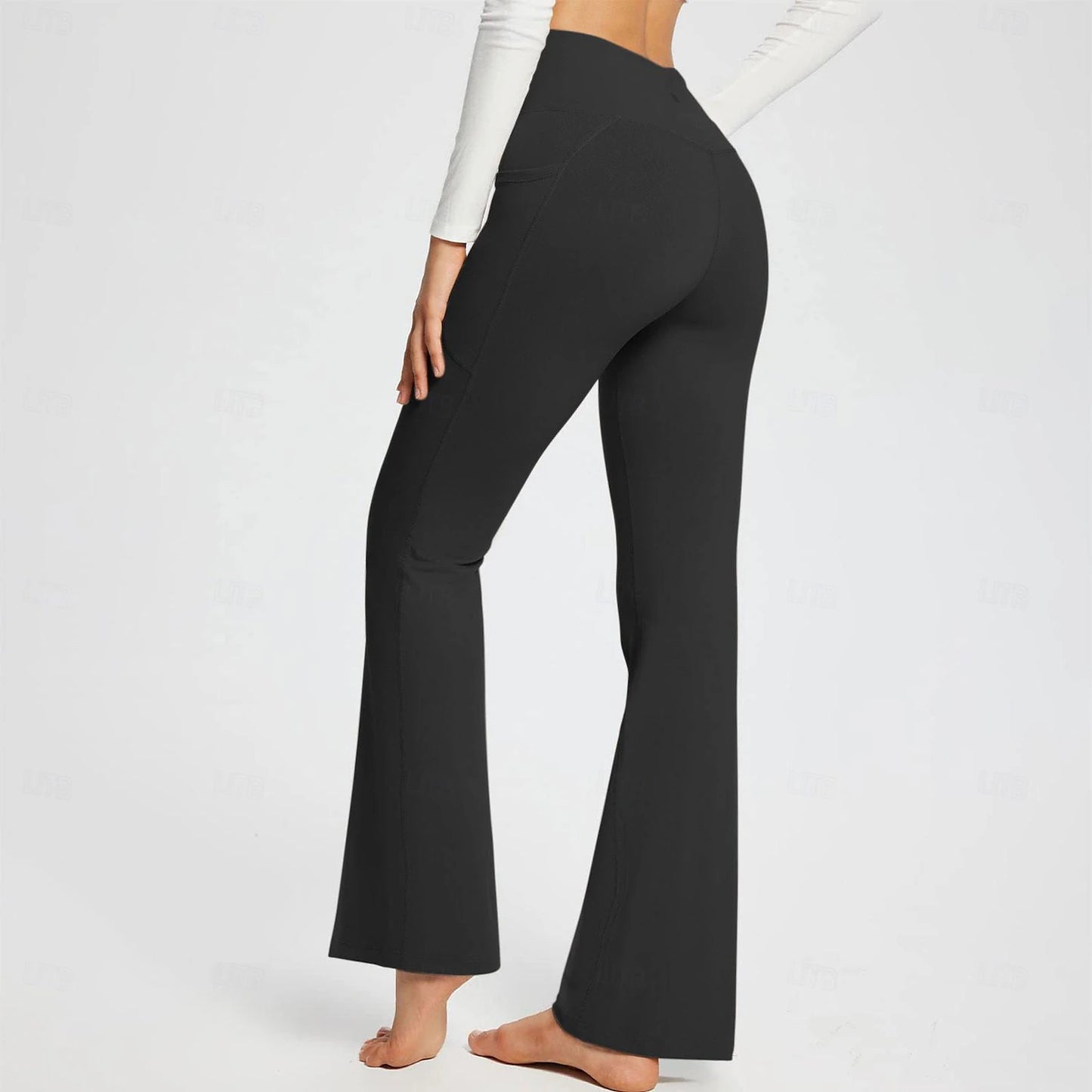 Women's Pants Trousers Polyester Plain Black White Casual Daily High Waist Full Length Daily Wear Going out Spring &  Fall