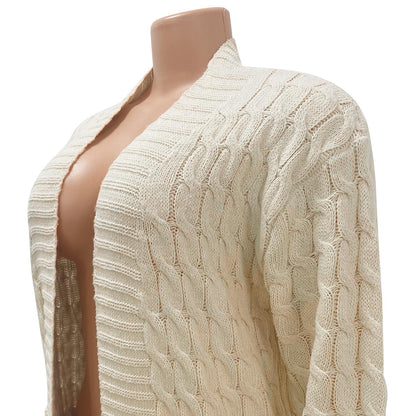 Women's Cardigan Sweater V Neck Chunky Knit Cotton Knitted Drop Shoulder Fall Winter Tunic Home Daily Sexy Long Sleeve Solid Color Red Brown Black Yellow S M L