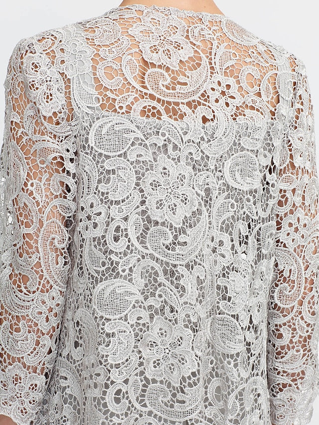 Jumpsuit / Pantsuit Mother of the Bride Dress Formal Plus Size Elegant Square Neck Floor Length Chiffon Corded Lace Sleeveless Wrap Included with Lace Appliques 2023 - LuckyFash™