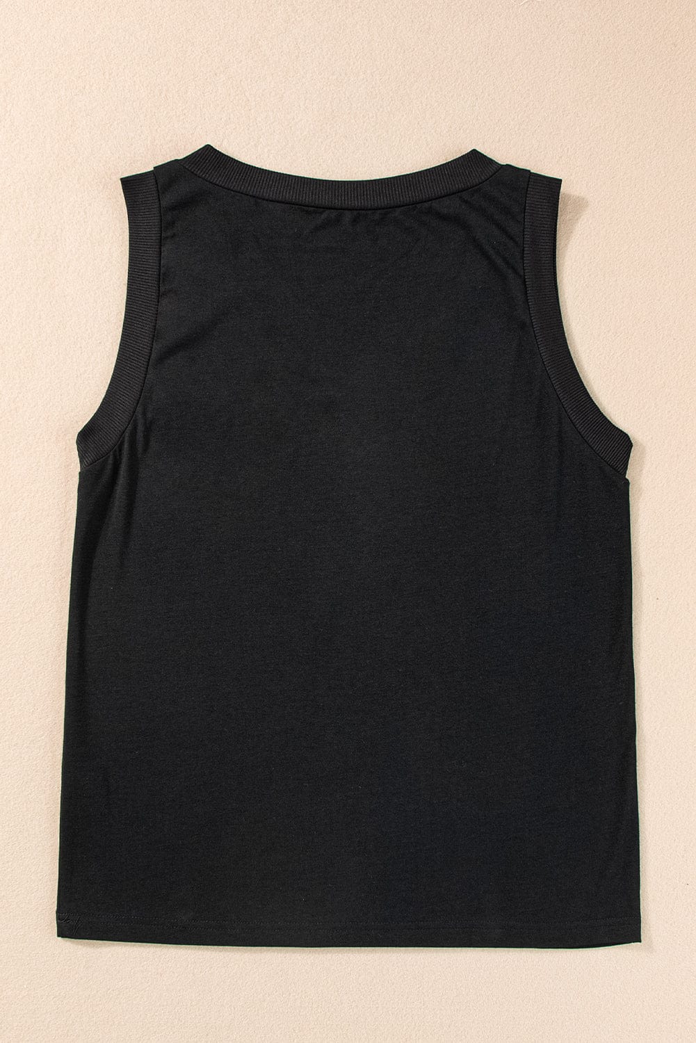Essential Black Ribbed V Neck Tank Top
