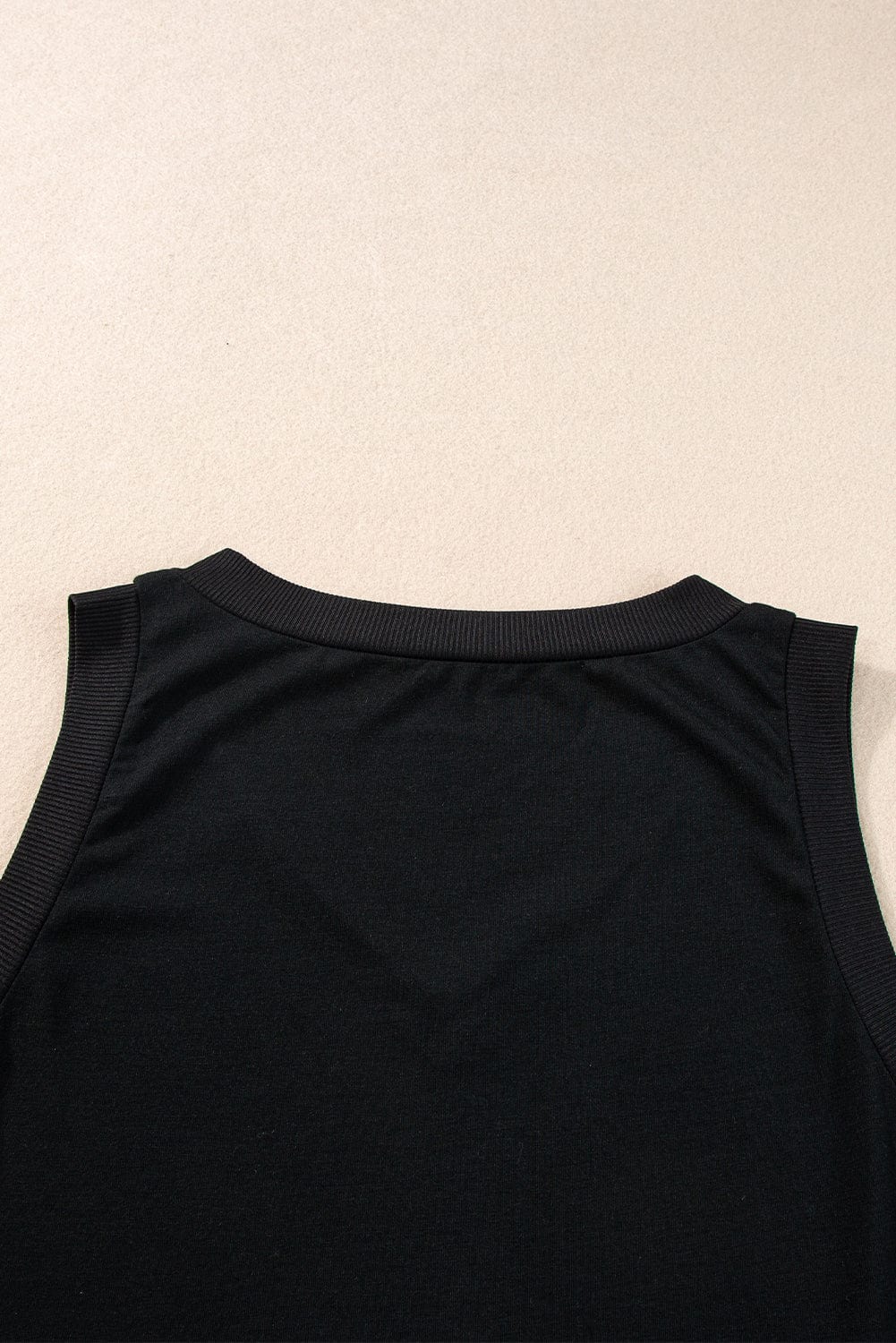 Essential Black Ribbed V Neck Tank Top