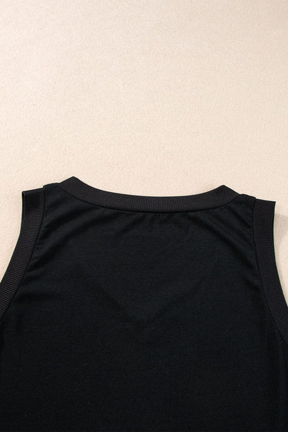 Essential Black Ribbed V Neck Tank Top