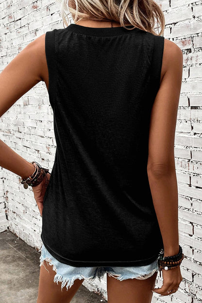 Essential Black Ribbed V Neck Tank Top