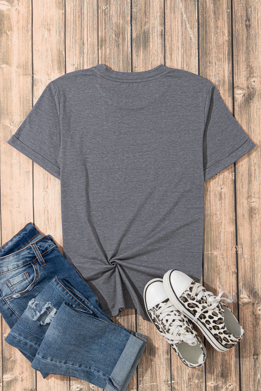 Essential Gray Round Neck Casual Tee