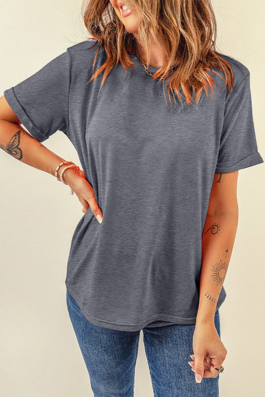 Essential Gray Round Neck Casual Tee
