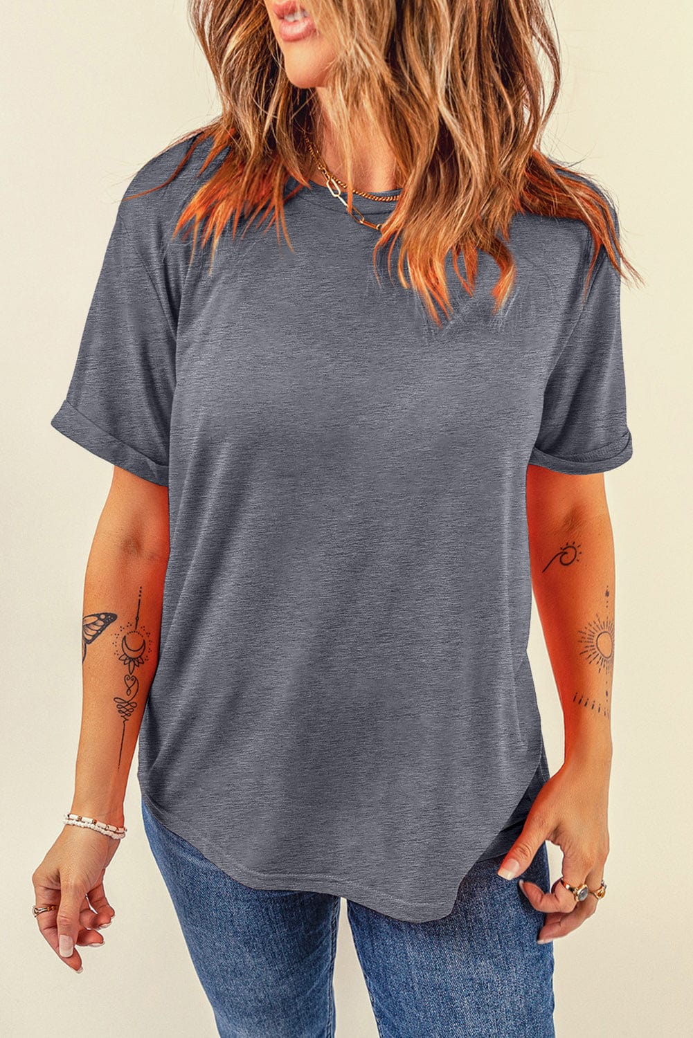 Essential Gray Round Neck Casual Tee