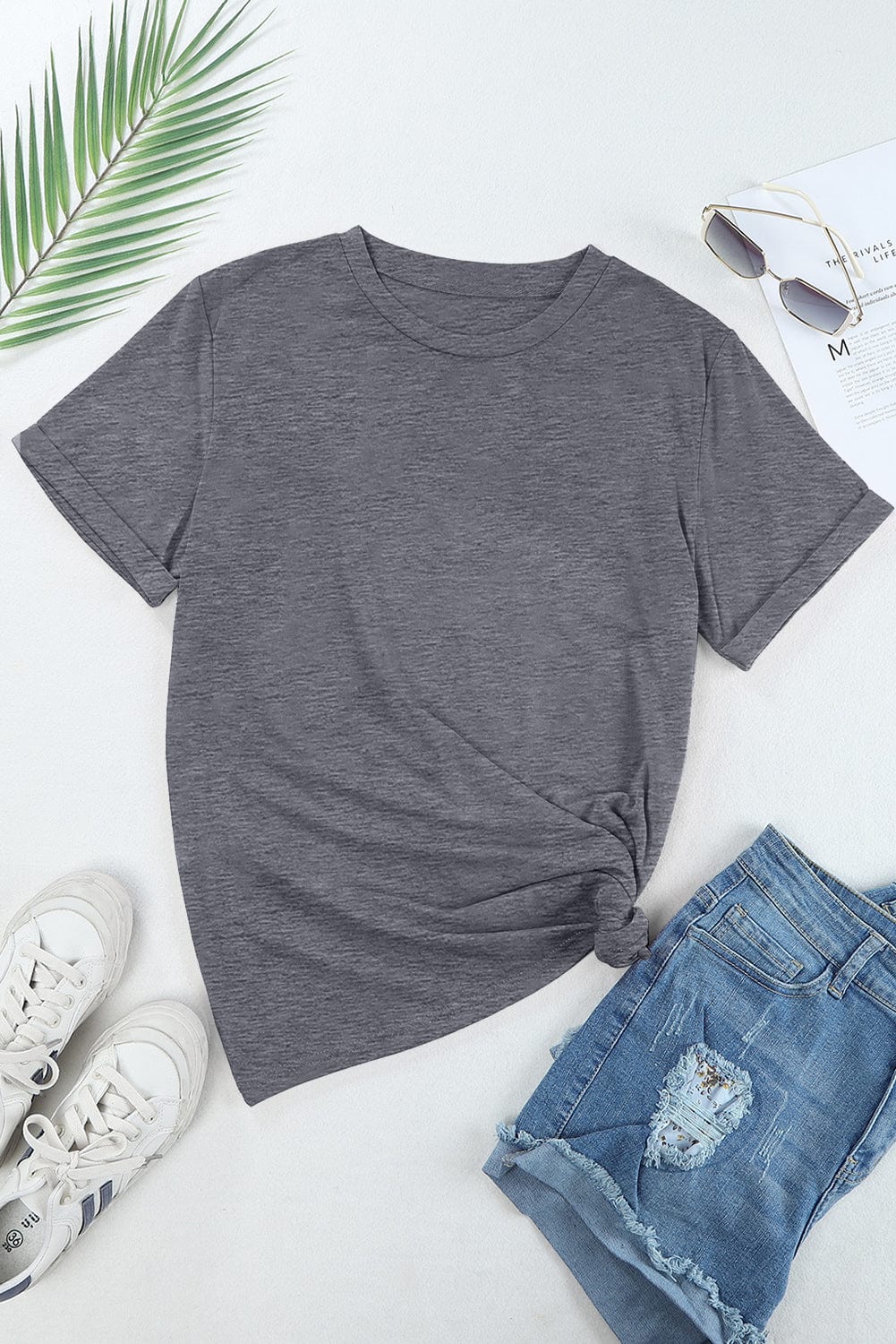 Essential Gray Round Neck Casual Tee