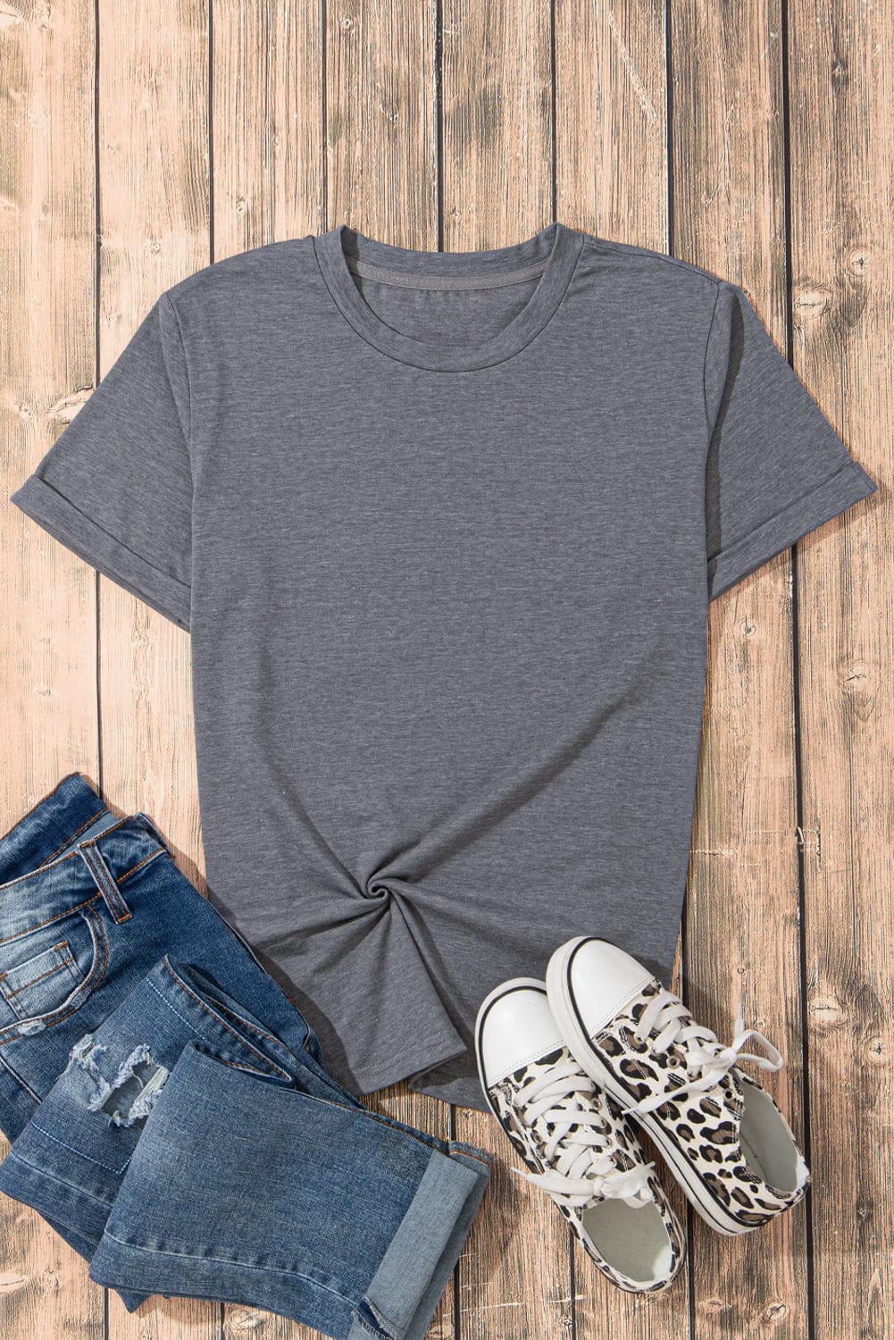 Essential Gray Round Neck Casual Tee