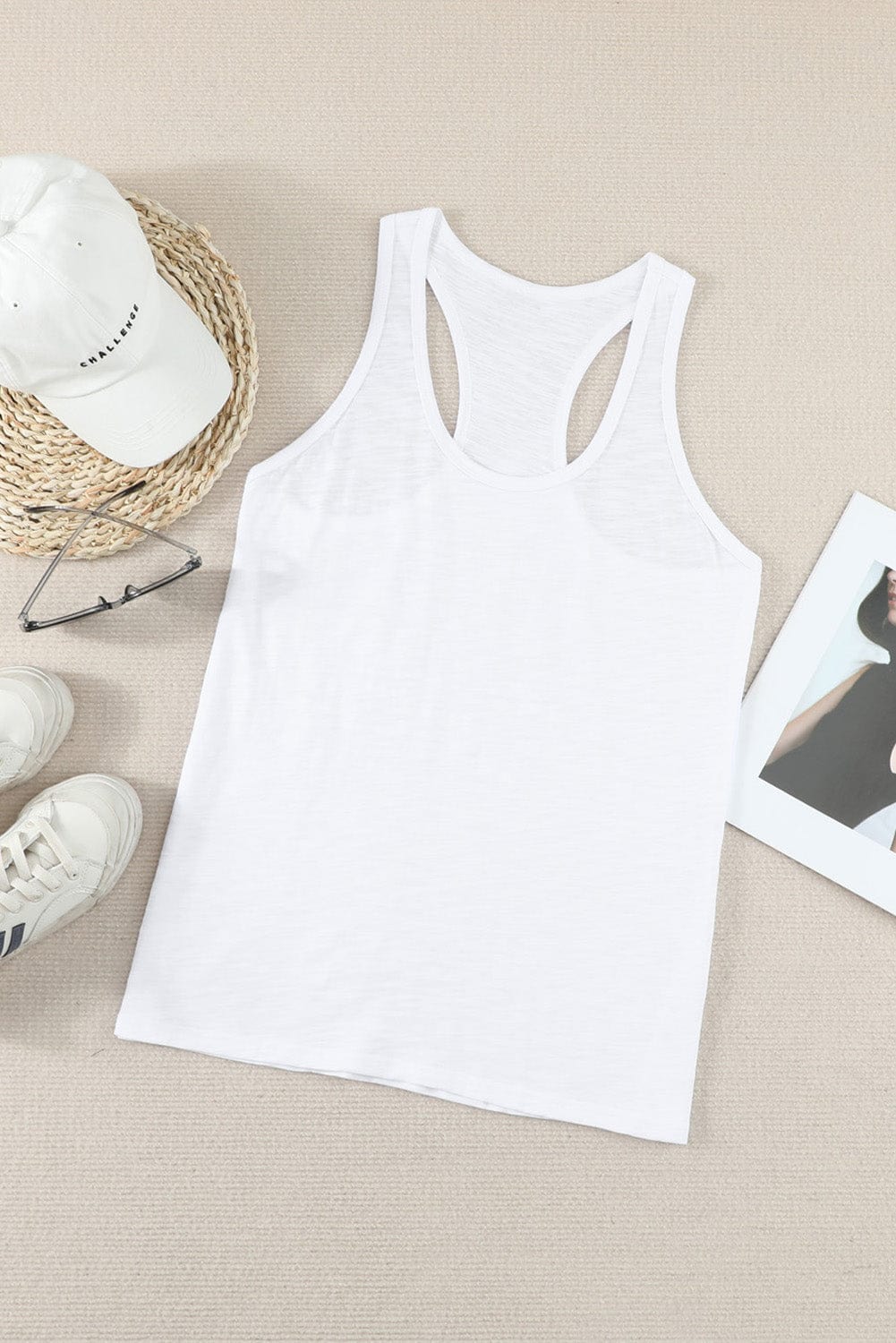 Essential White Scoop Neck Sleeveless Tank Top