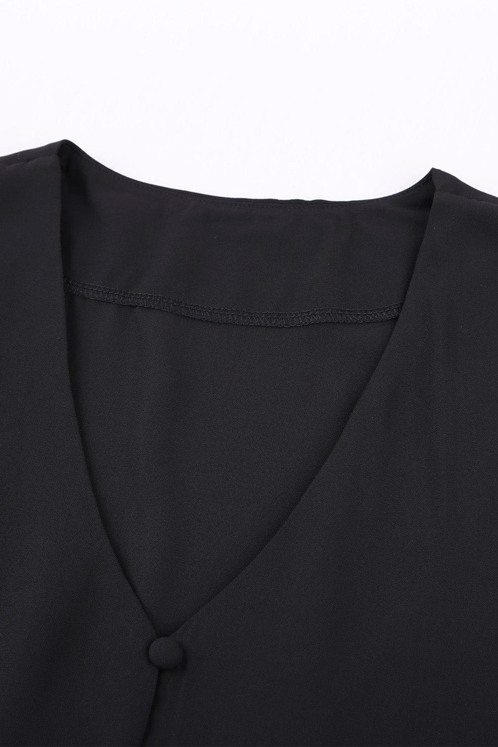 Eternal Black Tie-Front Ruffle Sleeve Blouse