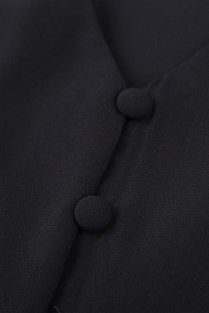 Eternal Black Tie-Front Ruffle Sleeve Blouse