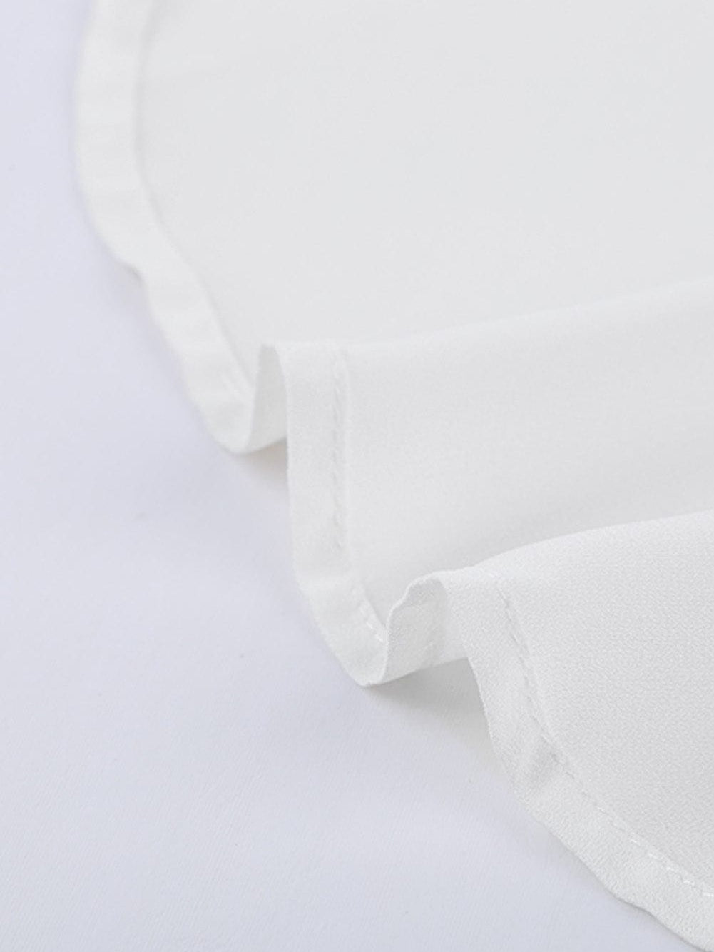 Eternal White Button-Up Tie Top with Ruffle Sleeves