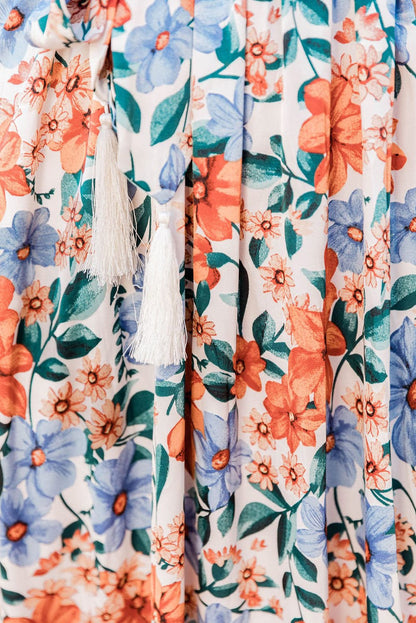 Ethereal Sky Blue Floral Wrap Maxi Dress