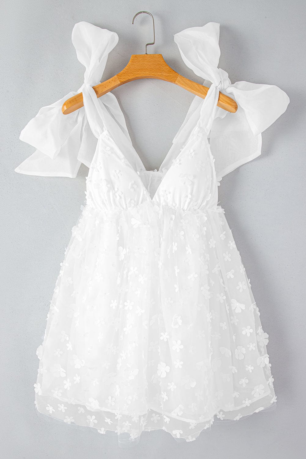 Ethereal White Lace Bridal Gown with Floral Appliques