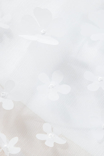 Ethereal White Lace Bridal Gown with Floral Appliques