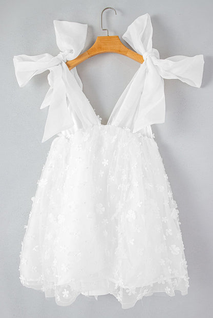 Ethereal White Lace Bridal Gown with Floral Appliques