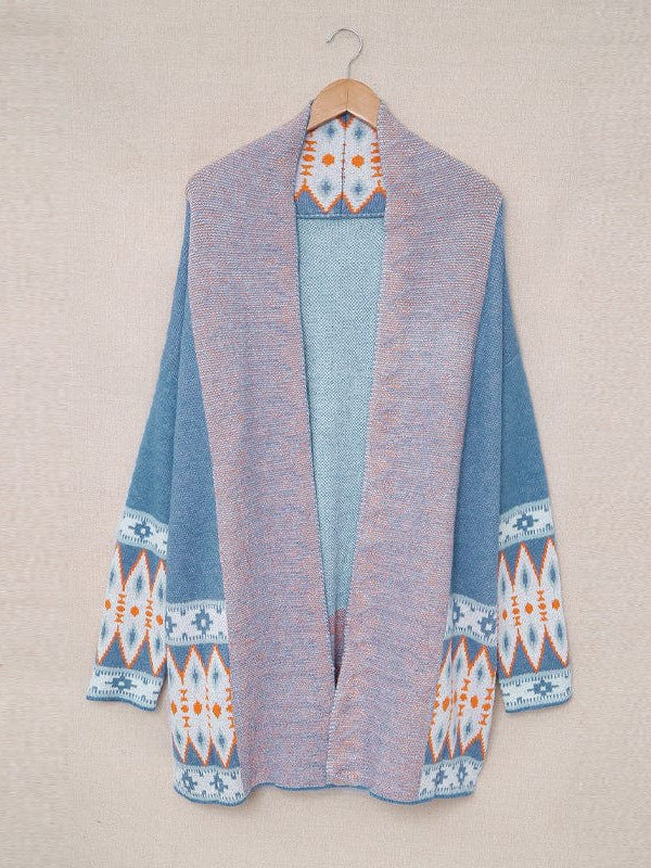 Ethnic Style Geometric Print Knit Cardigan for Street Chic Women