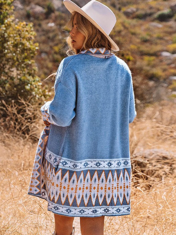 Ethnic Style Geometric Print Knit Cardigan for Street Chic Women