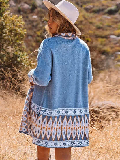 Ethnic Style Geometric Print Knit Cardigan for Street Chic Women